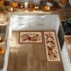 Artoid Mode Vintage Corn Flower Pumpkin Fall Kitchen Mats Set of 2, Autumn Home Decor Low-Profile Kitchen Rugs for Floor – 17×29 and 17×47 Inch