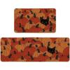 Artoid Mode Black Cat Pumpkin Fall Kitchen Mats Set of 2, Autumn Home Decor Low-Profile Kitchen Rugs for Floor – 17×29 and 17×47 Inch