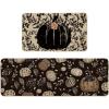 Artoid Mode Black Pumpkin Maple Leaves Fall Kitchen Mats Set of 2, Autumn Home Decor Low-Profile Kitchen Rugs for Floor – 17×29 and 17×47 Inch