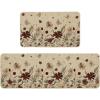 Artoid Mode Black Wildflower Leaves Floral Welcome Fall Kitchen Mats Set of 2, Autumn Home Decor Low-Profile Kitchen Rugs for Floor – 17×29 and 17×47 Inch