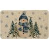 Artoid Mode Blue Snowman Xmas Tree Winter Doormat, Christmas Low-Profile Switch Rug Home Decor Door Mat Floor Mat for Outdoor Indoor 17×29 Inch