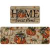 Artoid Mode Home Sweet Home Pumpkin Fall Kitchen Mats Set of 2, Autumn Home Decor Low-Profile Kitchen Rugs for Floor – 17×29 and 17×47 Inch
