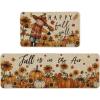 Artoid Mode Scarecrow Sunflower Happy Fall Kitchen Mats Set of 2, Autumn Home Decor Low-Profile Kitchen Rugs for Floor – 17×29 and 17×47 Inch