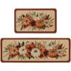 Artoid Mode Vintage Corn Flower Pumpkin Fall Kitchen Mats Set of 2, Autumn Home Decor Low-Profile Kitchen Rugs for Floor – 17×29 and 17×47 Inch