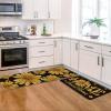 Artoid Mode Black Bee Sunflower Daisy Home Spring Kitchen Mats Set of 2, Summer Home Decor Low-Profile Kitchen Rugs for Floor – 17×29 and 17×47 Inch(Black)