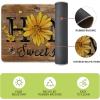 Artoid Mode Black Bee Sunflower Daisy Home Spring Kitchen Mats Set of 2, Summer Home Decor Low-Profile Kitchen Rugs for Floor – 17×29 and 17×47 Inch(Brown)