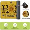 Artoid Mode Black Bee Sunflower Daisy Home Spring Kitchen Mats Set of 2, Summer Home Decor Low-Profile Kitchen Rugs for Floor – 17×29 and 17×47 Inch(Yellow)