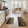 Artoid Mode Black Flowers Butterfly Spring Kitchen Mats Set of 2, Seasonal Home Decor Leaves Low-Profile Kitchen Rugs for Floor – 17×29 and 17×47 Inch(Black)