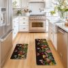 Artoid Mode Black Flowers Butterfly Spring Kitchen Mats Set of 2, Seasonal Home Decor Leaves Low-Profile Kitchen Rugs for Floor – 17×29 and 17×47 Inch(Black)