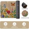 Artoid Mode Black Flowers Butterfly Spring Kitchen Mats Set of 2, Seasonal Home Decor Leaves Low-Profile Kitchen Rugs for Floor – 17×29 and 17×47 Inch(Brown)