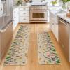 Artoid Mode Lavender Tulip Spring Kitchen Mats Set of 2, Seasonal Flower Summer Home Decor Low-Profile Kitchen Rugs for Floor – 17×29 and 17×47 Inch(Beige)