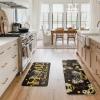 Artoid Mode Yellow Bee Home Sweet Home Spring Kitchen Mats Set of 2, Summer Home Decor Low-Profile Kitchen Rugs for Floor – 17×29 and 17×47 Inch(Black)