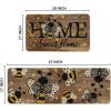 Artoid Mode Yellow Bee Home Sweet Home Spring Kitchen Mats Set of 2, Summer Home Decor Low-Profile Kitchen Rugs for Floor – 17×29 and 17×47 Inch(Brown)