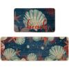 Artoid Mode Beach Sea Shell Starfish Coral Summer Kitchen Mats Set of 2, Ocean Seasonal Sports Home Decor Low-Profile Kitchen Rugs for Floor – 17×29 and 17×47 Inch