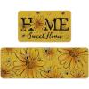 Artoid Mode Black Bee Sunflower Daisy Home Spring Kitchen Mats Set of 2, Summer Home Decor Low-Profile Kitchen Rugs for Floor – 17×29 and 17×47 Inch(Yellow)