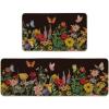 Artoid Mode Black Flowers Butterfly Spring Kitchen Mats Set of 2, Seasonal Home Decor Leaves Low-Profile Kitchen Rugs for Floor – 17×29 and 17×47 Inch(Black)