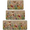 Artoid Mode Black Flowers Butterfly Spring Kitchen Mats Set of 2, Seasonal Home Decor Leaves Low-Profile Kitchen Rugs for Floor – 17×29 and 17×47 Inch(Brown)