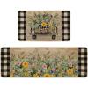 Artoid Mode Truck Flowers Spring Kitchen Mats Set of 2, Summer Home Decor Low-Profile Kitchen Rugs for Floor – 17×29 and 17×47 Inch