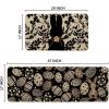 Artoid Mode Black Bunny Egg Leaves Easter Kitchen Mats Set of 2, Spring Home Decor Low-Profile Kitchen Rugs for Floor – 17×29 and 17×47 Inch(Black)