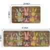 Artoid Mode Bow Tie Bunny Egg Beads Wood Easter Kitchen Mats Set of 2, Spring Home Decor Low-Profile Kitchen Rugs for Floor – 17×29 and 17×47 Inch(Brown)