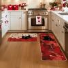 Artoid Mode Cat Hello Love Heart Valentines Kitchen Mats Set of 2, Home Decor Low-Profile Kitchen Rugs for Floor – 17×29 and 17×47 Inch