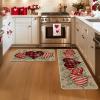 Artoid Mode Eucalyptus Love Heart Valentine’s Decorative Kitchen Mats Set of 2, Home Party Low-Profile Home Kitchen Rugs – 17×29 and 17×47 Inch(Brown)