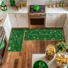 Artoid Mode Green Shamrock Clover St. Patrick’s Day Kitchen Mats Set of 2, Home Decor Low-Profile Kitchen Rugs for Floor – 17×29 and 17×47 Inch