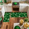 Artoid Mode Green Shamrock St. Patrick’s Day Kitchen Mats Set of 2, Home Decor Low-Profile Kitchen Rugs for Floor – 17×29 and 17×47 Inch(Green)