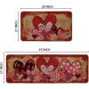 Artoid Mode Love Heart Buffalo Plaid Valentine’s Kitchen Mats Set of 2, Home Decor Low-Profile Kitchen Rugs for Floor – 17×29 and 17×47 Inch