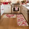 Artoid Mode Pink XOXO Love Heart Valentines Kitchen Mats Set of 2, Home Decor Low-Profile Kitchen Rugs for Floor – 17×29 and 17×47 Inch(Pink)