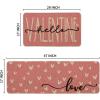 Artoid Mode Red Black Love Heart Hello Valentine’s Kitchen Mats Set of 2, Home Decor Low-Profile Kitchen Rugs for Floor – 17×29 and 17×47 Inch(Pink)