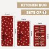 Artoid Mode Red Black Love Heart Hello Valentine’s Kitchen Mats Set of 2, Home Decor Low-Profile Kitchen Rugs for Floor – 17×29 and 17×47 Inch(Red)