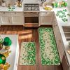 Artoid Mode Shamrock Clover St. Patrick’s Day Kitchen Mats Set of 2, Home Decor Low-Profile Kitchen Rugs for Floor – 17×29 and 17×47 Inch
