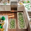 Artoid Mode Shamrock Eucalyptus St. Patrick’s Day Kitchen Mats Set of 2, Home Decor Low-Profile Kitchen Rugs for Floor – 17×29 and 17×47 Inch(Beige)