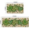 Artoid Mode Shamrock Heart St. Patrick’s Day Kitchen Mats Set of 2, Home Decor Low-Profile Kitchen Rugs for Floor – 17×29 and 17×47 Inch(Beige)