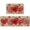 Artoid Mode Beads Love Heart Valentines Kitchen Mats Set of 2, Home Decor Low-Profile Kitchen Rugs for Floor – 17×29 and 17×47 Inch