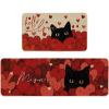 Artoid Mode Cat Hello Love Heart Valentines Kitchen Mats Set of 2, Home Decor Low-Profile Kitchen Rugs for Floor – 17×29 and 17×47 Inch