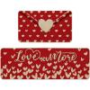 Artoid Mode Envelope Love You More Heart Kitchen Mats Set of 2, Home Decor Low-Profile Kitchen Rugs for Floor – 17×29 and 17×47 Inch