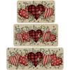 Artoid Mode Eucalyptus Love Heart Valentine’s Decorative Kitchen Mats Set of 2, Home Party Low-Profile Home Kitchen Rugs – 17×29 and 17×47 Inch(Beige)