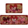 Artoid Mode Love Heart Buffalo Plaid Valentine’s Kitchen Mats Set of 2, Home Decor Low-Profile Kitchen Rugs for Floor – 17×29 and 17×47 Inch