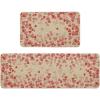 Artoid Mode Pink Love Heart Valentines Kitchen Mats Set of 2, Home Decor Low-Profile Kitchen Rugs for Floor – 17×29 and 17×47 Inch