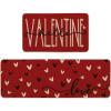 Artoid Mode Red Black Love Heart Hello Valentine’s Kitchen Mats Set of 2, Home Decor Low-Profile Kitchen Rugs for Floor – 17×29 and 17×47 Inch(Red / Black)