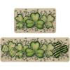 Artoid Mode Shamrock Eucalyptus St. Patrick’s Day Kitchen Mats Set of 2, Home Decor Low-Profile Kitchen Rugs for Floor – 17×29 and 17×47 Inch(Beige)