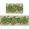 Artoid Mode Shamrock Heart St. Patrick’s Day Kitchen Mats Set of 2, Home Decor Low-Profile Kitchen Rugs for Floor – 17×29 and 17×47 Inch(Beige)