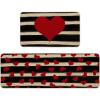 Artoid Mode Watercolor Stripes Love Heart Kitchen Mats Set of 2, Seasonal Valentine’s Anniversary Wedding HoliLow-Profile Floor Mat for Home Kitchen – 17×29 and 17×47 Inch