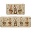 Artoid Mode Wood Carrots Rabbit Bunny Easter Kitchen Mats Set of 2, Spring Home Decor Low-Profile Kitchen Rugs for Floor – 17×29 and 17×47 Inch(Wood)