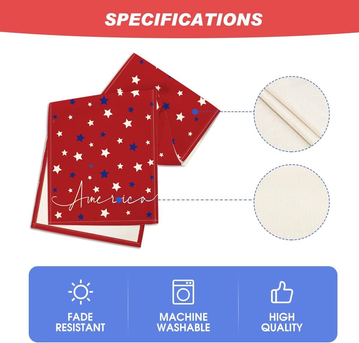 imageArtoid Mode Red Stars America Patriotic Memorial Day 4th of July Table Runner Independence Day Holiday Kitchen Dining Table Decor for Home Party Decoration 13 x 72 InchRed