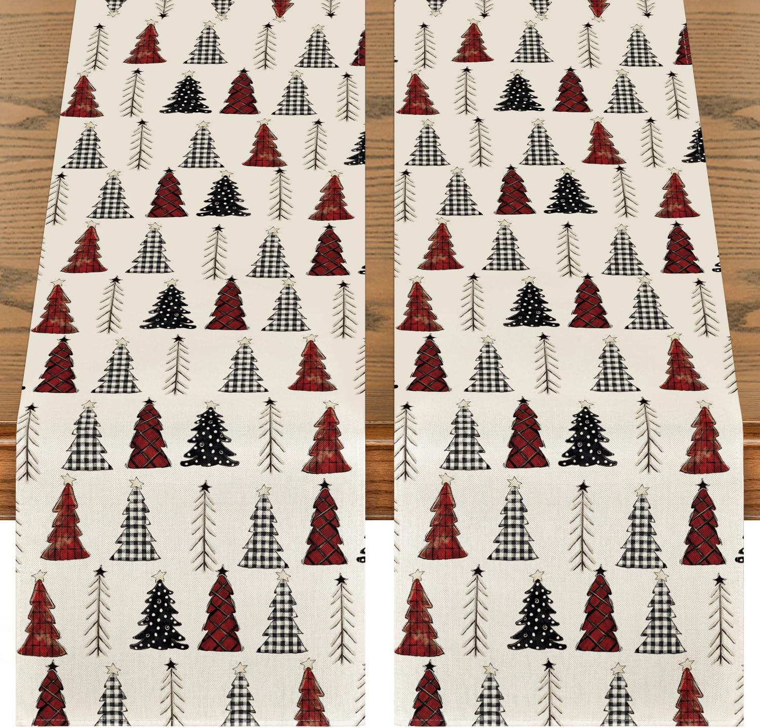 imageArtoid Mode Xmas Tree Christmas Table Runner Seasonal Winter Kitchen Dining Table Decoration for Home Party Decor 13x72 InchColorful