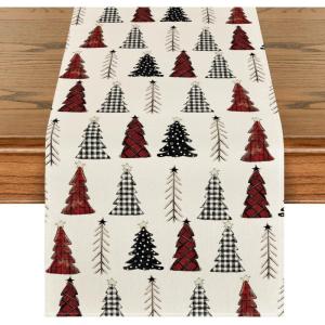 Artoid Mode Xmas Tree Christmas Table Runner, Seasonal Winter Kitchen Dining Table Decoration for Home Party Decor 13×72 Inch(Colorful)