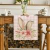 Artoid Mode Colourful Buffalo Plaid Bunny Ears Flower Easter Table Runner, Spring Seasonal Holiday Kitchen Dining Table Decoration for Home Party Decor 13 x 72 Inch(Pink/White)